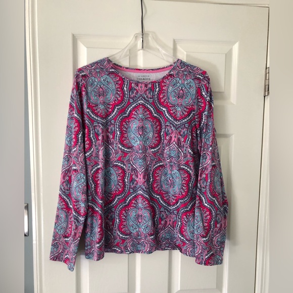 Like new!! Talbots Long Sleeve Paisley Tee Shirt - Picture 1 of 3
